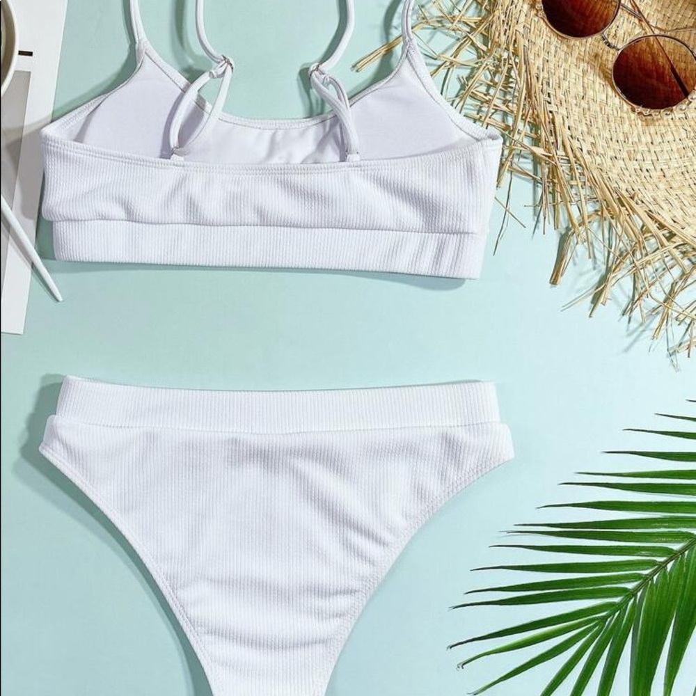 NWT Shein white ribbed bikini set - Picture 4 of 4